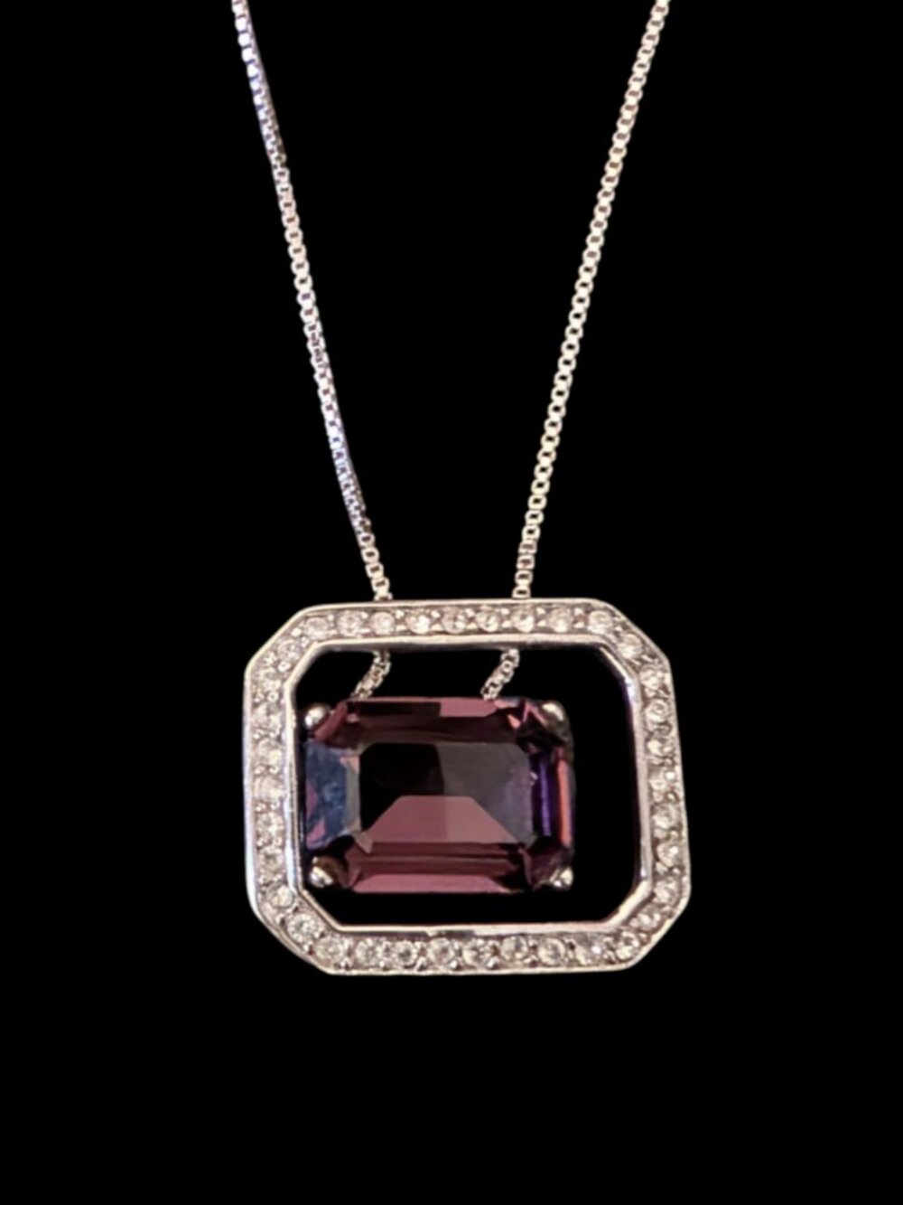 925 Sterling Silver Rhodium Plated Floating Pendant 22.7mm Wide 18" Long Chain